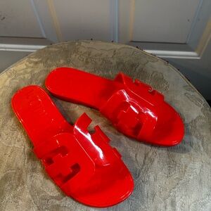Sam Edelman Bay Jelly Orange Slide Sandals w/Logo detail Sz 7